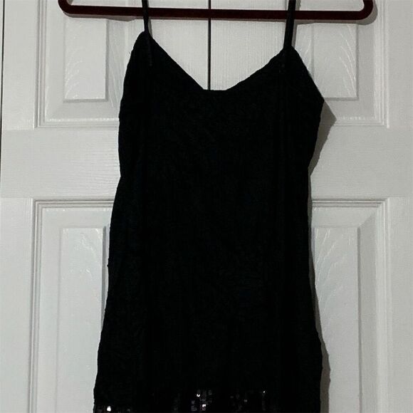 Black Arden B. Crinkle Sequins Top V-Neck Party Cocktail Evening M/L - Picture 16 of 16